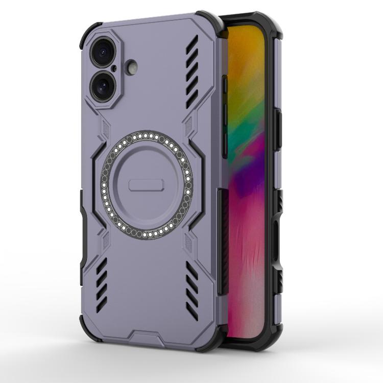 

For iPhone 16 Plus Butterfly Armor MagSafe Magnetic Ring Shockproof Phone Case(Purple)
