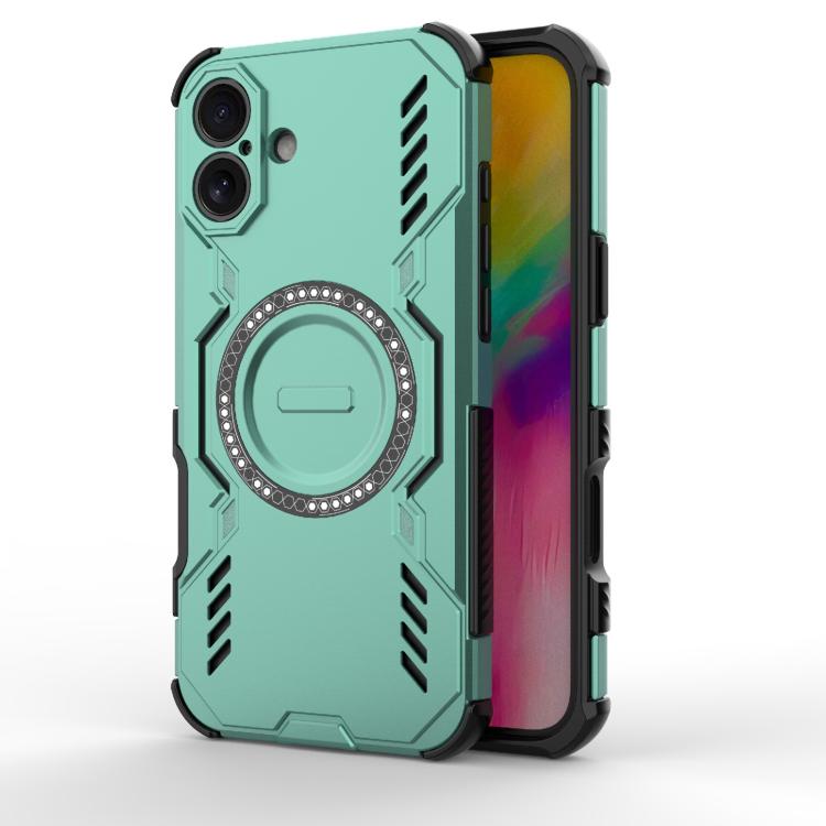 

For iPhone 16 Plus Butterfly Armor MagSafe Magnetic Ring Shockproof Phone Case(Light Green)