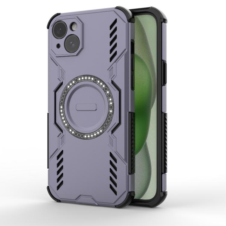 

For iPhone 15 Plus Butterfly Armor MagSafe Magnetic Ring Shockproof Phone Case(Purple)