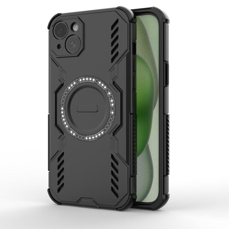 

For iPhone 15 Plus Butterfly Armor MagSafe Magnetic Ring Shockproof Phone Case(Black)