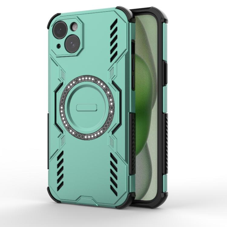 

For iPhone 15 Plus Butterfly Armor MagSafe Magnetic Ring Shockproof Phone Case(Light Green)