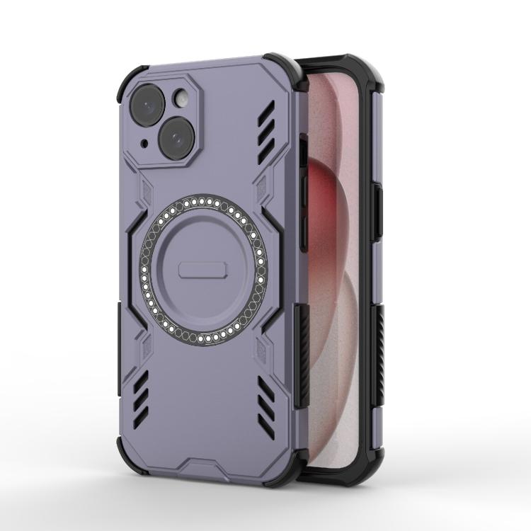 

For iPhone 15 Butterfly Armor MagSafe Magnetic Ring Shockproof Phone Case(Purple)