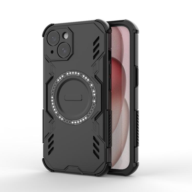 

For iPhone 15 Butterfly Armor MagSafe Magnetic Ring Shockproof Phone Case(Black)