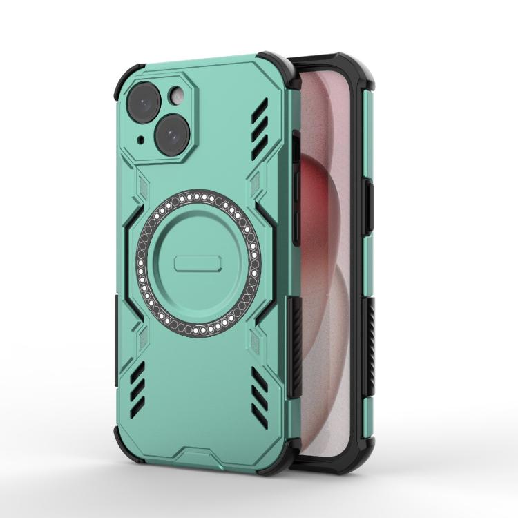 

For iPhone 15 Butterfly Armor MagSafe Magnetic Ring Shockproof Phone Case(Light Green)