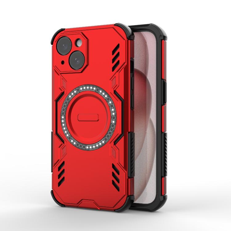 

For iPhone 15 Butterfly Armor MagSafe Magnetic Ring Shockproof Phone Case(Red)