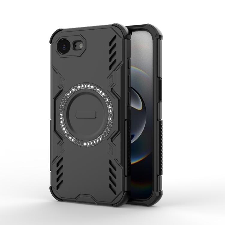 

For iPhone 16e Butterfly Armor MagSafe Magnetic Ring Shockproof Phone Case(Black)