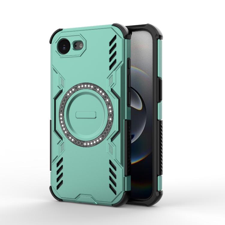 

For iPhone 16e Butterfly Armor MagSafe Magnetic Ring Shockproof Phone Case(Light Green)