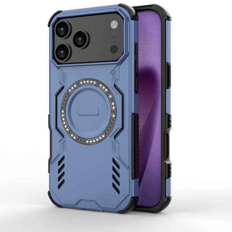 

For iPhone 17 Pro Max Butterfly Armor MagSafe Magnetic Ring Shockproof Phone Case(Blue)