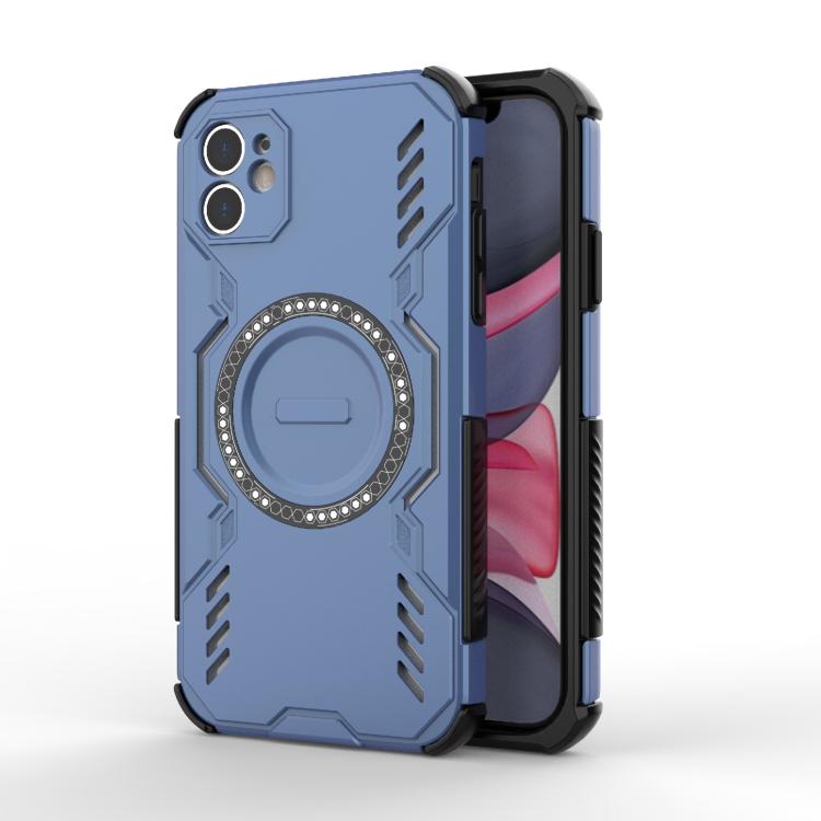 

For iPhone 11 Butterfly Armor MagSafe Magnetic Ring Shockproof Phone Case(Blue)