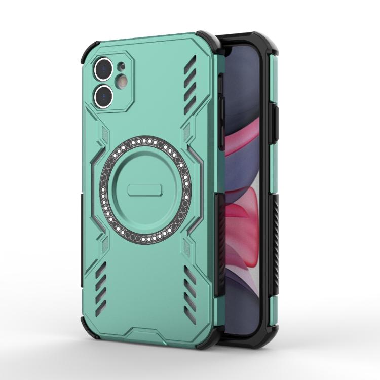 

For iPhone 11 Butterfly Armor MagSafe Magnetic Ring Shockproof Phone Case(Light Green)