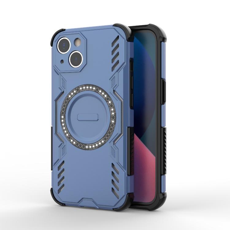 

For iPhone 13 Butterfly Armor MagSafe Magnetic Ring Shockproof Phone Case(Blue)
