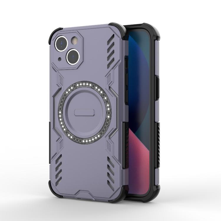 

For iPhone 13 Butterfly Armor MagSafe Magnetic Ring Shockproof Phone Case(Purple)