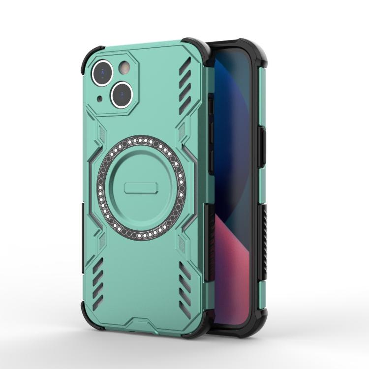

For iPhone 13 Butterfly Armor MagSafe Magnetic Ring Shockproof Phone Case(Light Green)