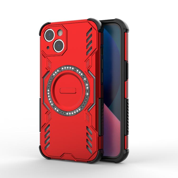 

For iPhone 13 Butterfly Armor MagSafe Magnetic Ring Shockproof Phone Case(Red)