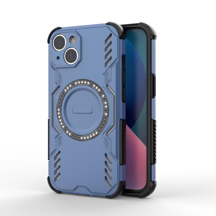 

For iPhone 14 Butterfly Armor MagSafe Magnetic Ring Shockproof Phone Case(Blue)