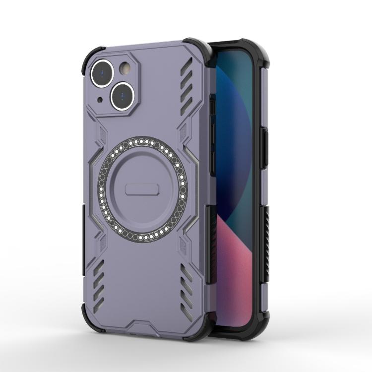 

For iPhone 14 Butterfly Armor MagSafe Magnetic Ring Shockproof Phone Case(Purple)