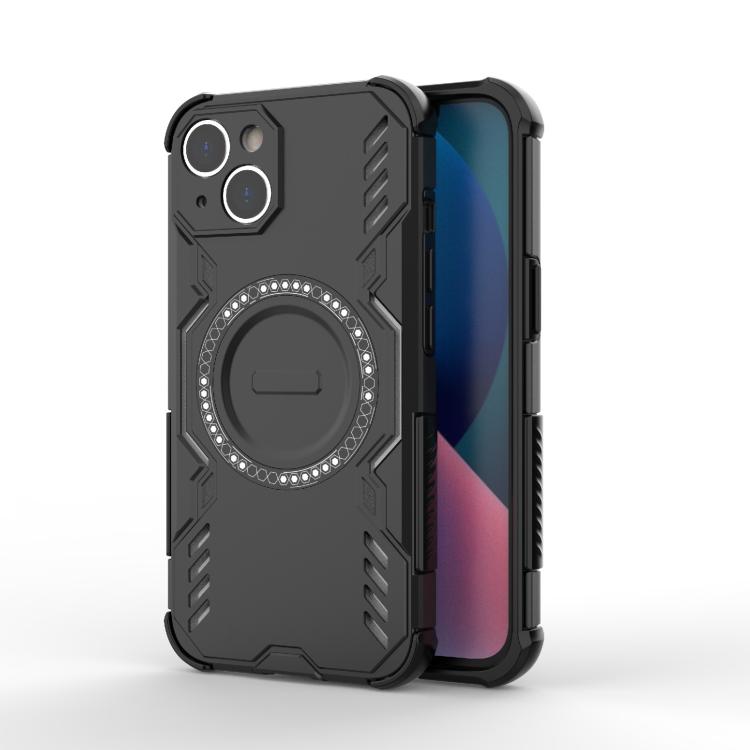 

For iPhone 14 Butterfly Armor MagSafe Magnetic Ring Shockproof Phone Case(Black)