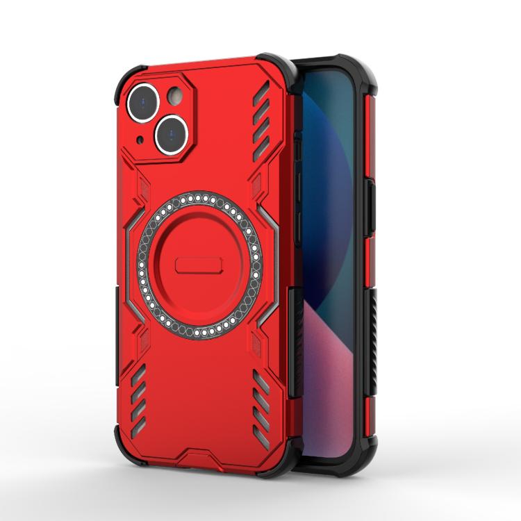 

For iPhone 14 Butterfly Armor MagSafe Magnetic Ring Shockproof Phone Case(Red)