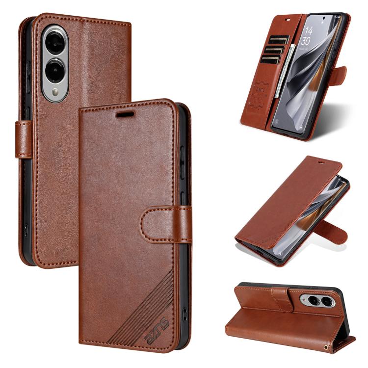 

For Samsung Galaxy S25 Edge 5G AZNS Sheepskin Texture Flip Leather Phone Case(Brown)