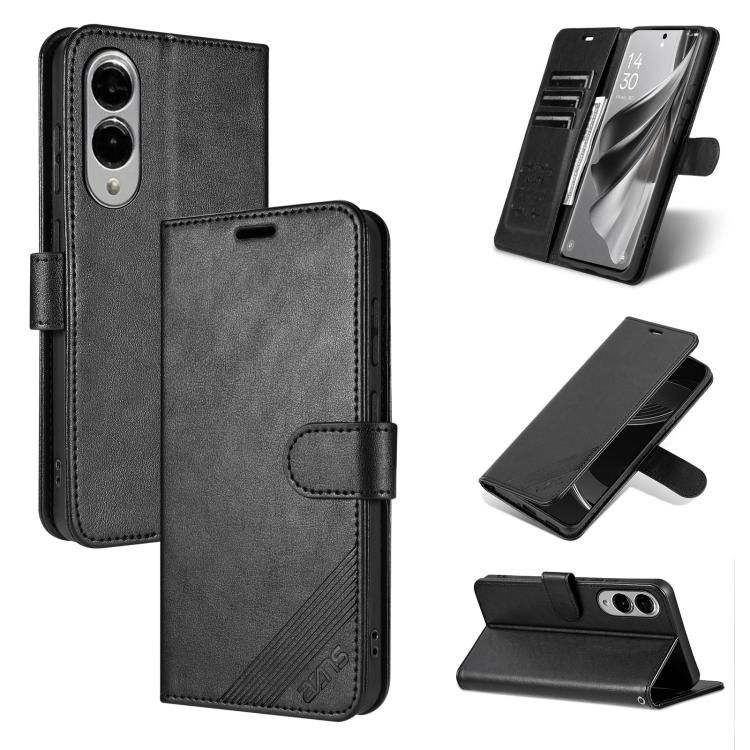 

For Samsung Galaxy S25 Edge 5G AZNS Sheepskin Texture Flip Leather Phone Case(Black)