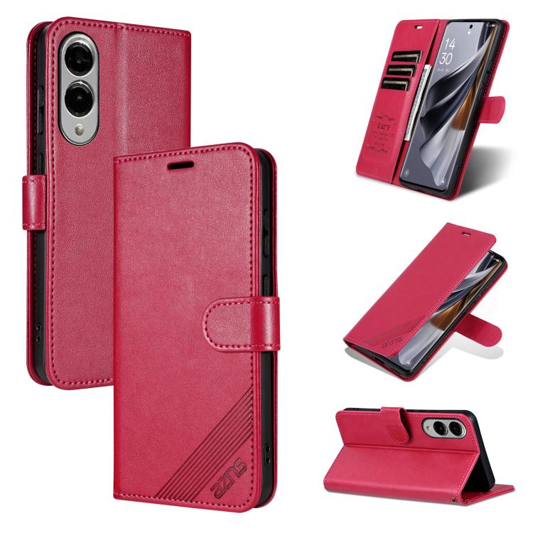 

For Samsung Galaxy S25 Edge 5G AZNS Sheepskin Texture Flip Leather Phone Case(Red)