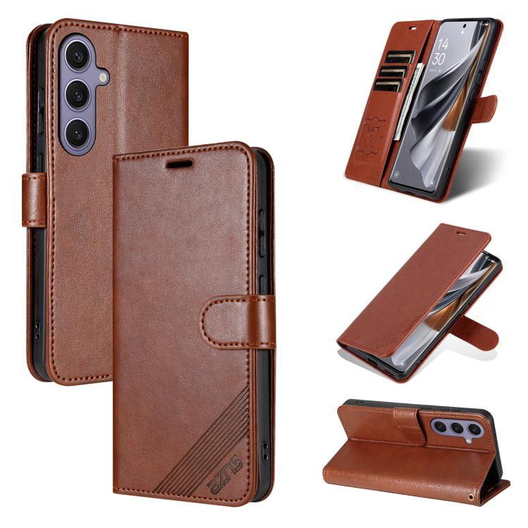 

For Samsung Galaxy S24 FE 5G AZNS Sheepskin Texture Flip Leather Phone Case(Brown)