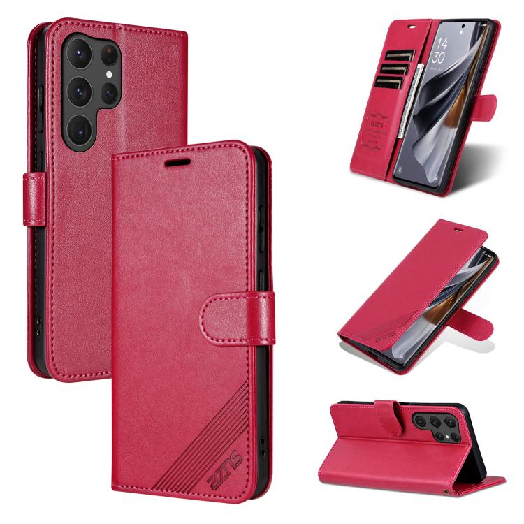 

For Samsung Galaxy S23 Ultra 5G AZNS Sheepskin Texture Flip Leather Phone Case(Red)
