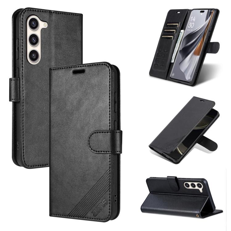

For Samsung Galaxy S23+ 5G AZNS Sheepskin Texture Flip Leather Phone Case(Black)