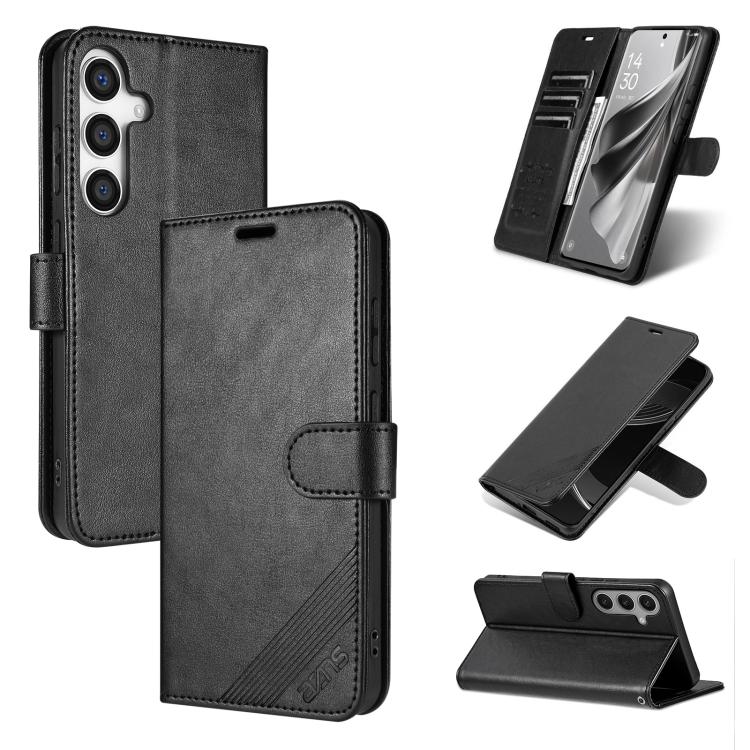 

For Samsung Galaxy S25 FE 5G AZNS Sheepskin Texture Flip Leather Phone Case(Black)