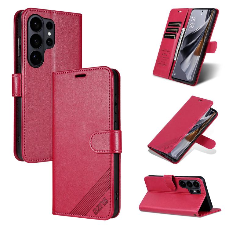 

For Samsung Galaxy S26 Ultra 5G AZNS Sheepskin Texture Flip Leather Phone Case(Red)