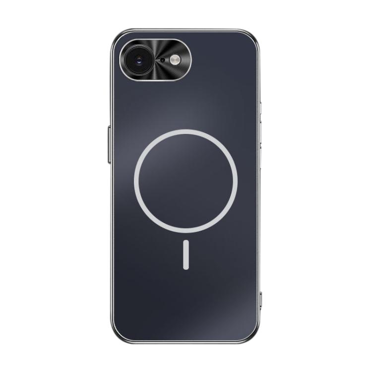 

For iPhone 16e Metal Mens Acrylic PC Thin Circle MagSafe Phone Case(Black)