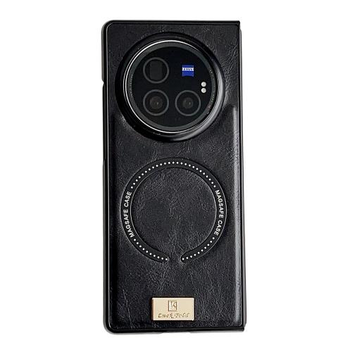 

For vivo X Fold3 Crazy Horse Pattern MagSafe Magnetic Phone Case(Black)