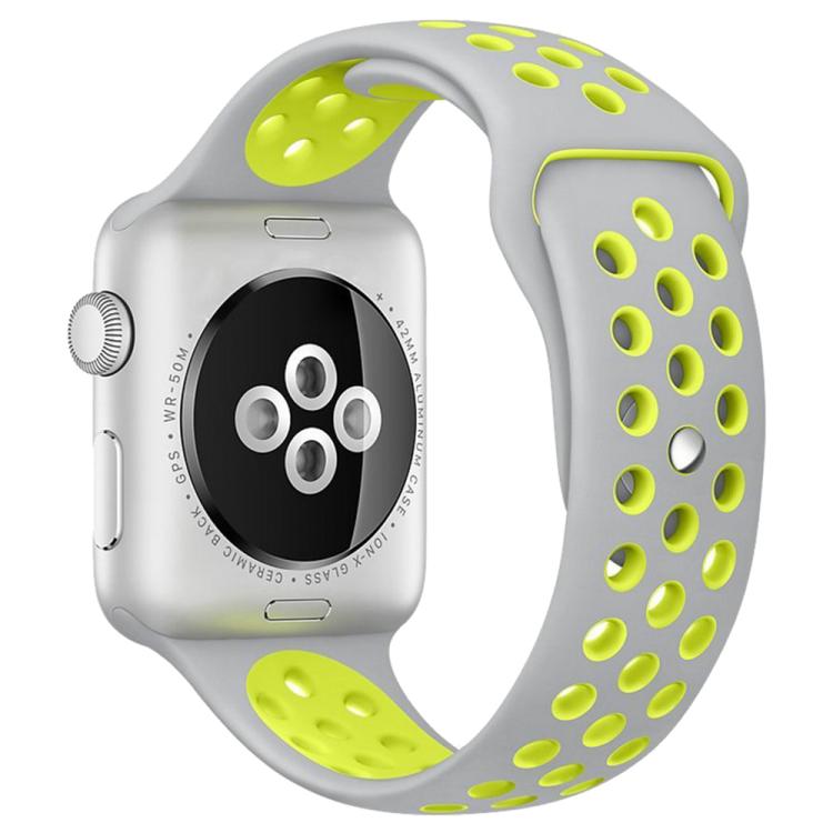 

For Apple Watch 46mm / 49mm / 45mm / 44mm xDfind Two Color Silicone Sports Watch Band(Grey Yellow)