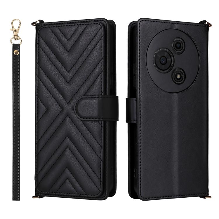 

For TCL 605 / 60 SE Multifunctional 6-Card Slots Leather Phone Case with Wrist Strap(Black)