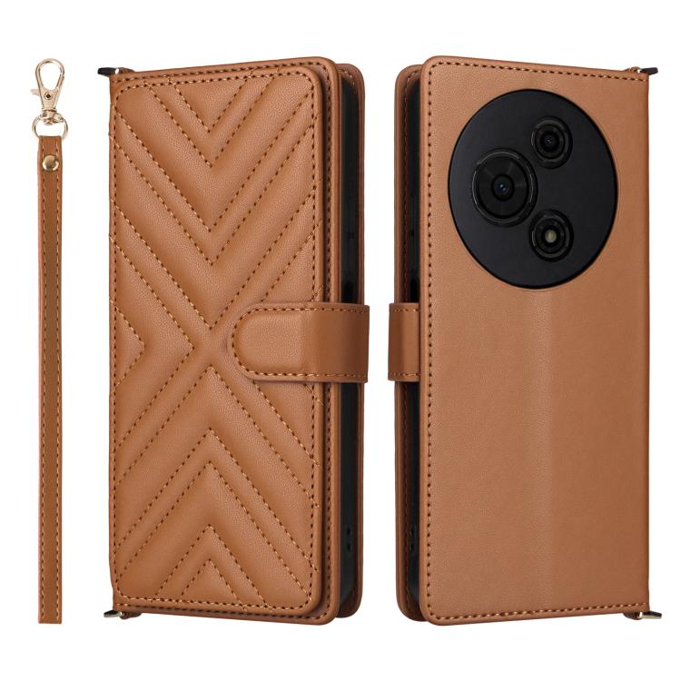 

For TCL 605 / 60 SE Multifunctional 6-Card Slots Leather Phone Case with Wrist Strap(Brown)