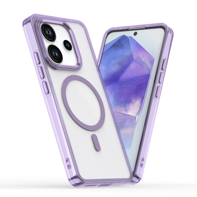 

For Redmi Note 14 4G 163.3mm MagSafe Magnetic Clear Phone Case(Purple)