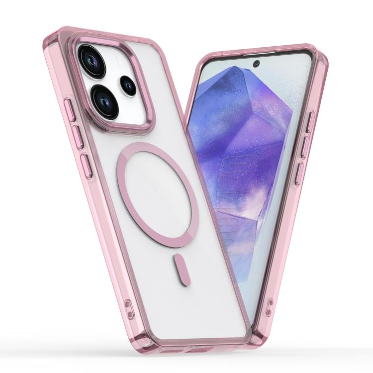 

For Redmi Note 14 4G 163.3mm MagSafe Magnetic Clear Phone Case(Pink)