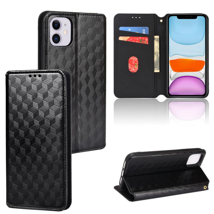 

For iPhone 11 Cubic Grid Texture Flip Leather Phone Case(Black)