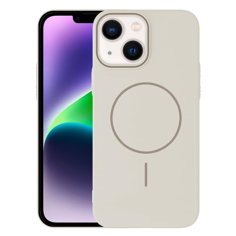 

For iPhone 14 Plus Thin Circle PC Injection MagSafe Phone Case(Rock Beige)