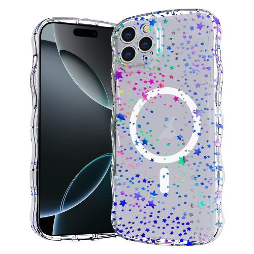 

For iPhone 16 Pro Wave Star Transparent MagSafe Magnetic Phone Case(Star)