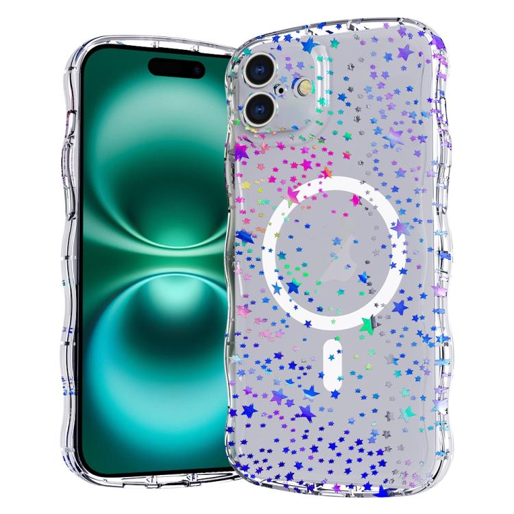

For iPhone 16 Plus Wave Star Transparent MagSafe Magnetic Phone Case(Star)