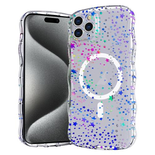 

For iPhone 15 Pro Max Wave Star Transparent MagSafe Magnetic Phone Case(Star)