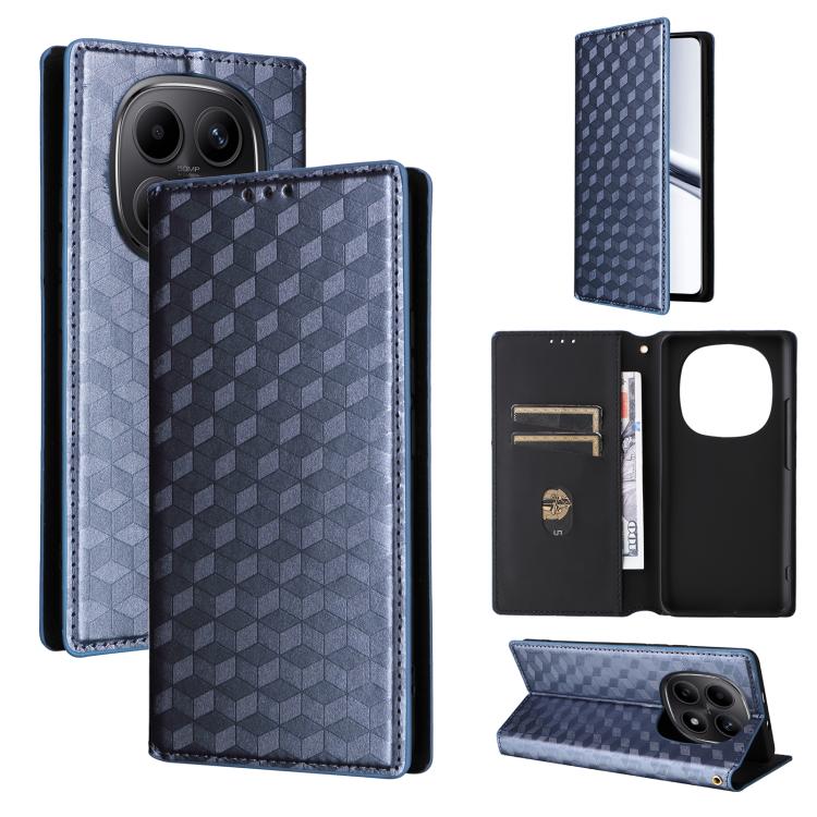 

For Redmi Note 15 5G Global 164mm Cubic Grid Texture Flip Leather Phone Case(Blue)