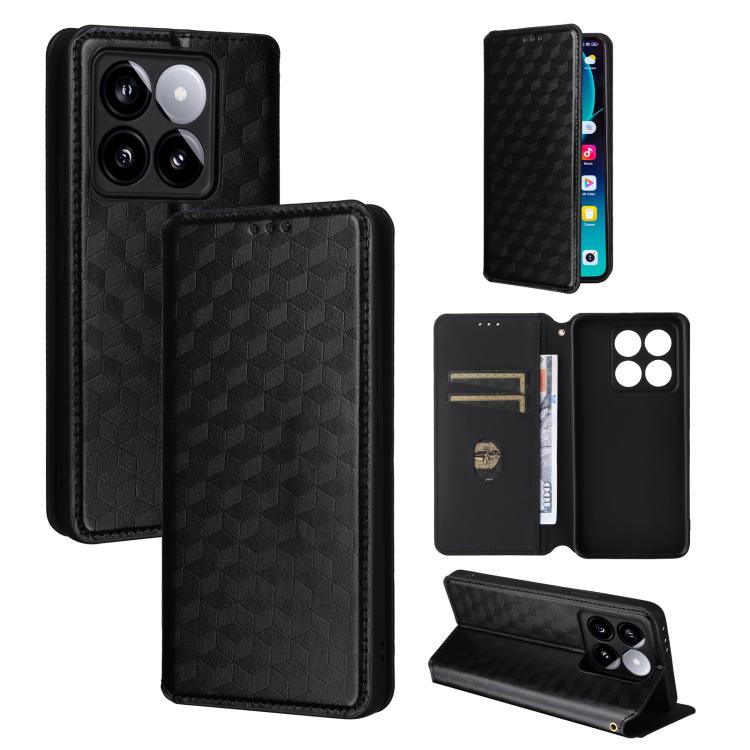 

For Xiaomi 14T Cubic Grid Texture Flip Leather Phone Case(Black)