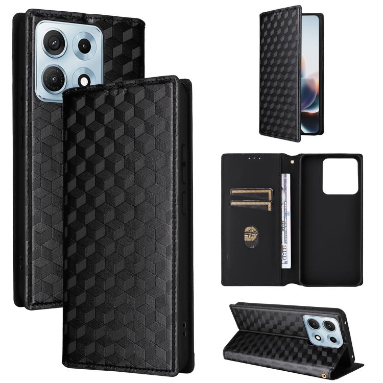 For Motorola Edge 70 Max 5G Cubic Grid Texture Flip Leather Phone Case(Black)