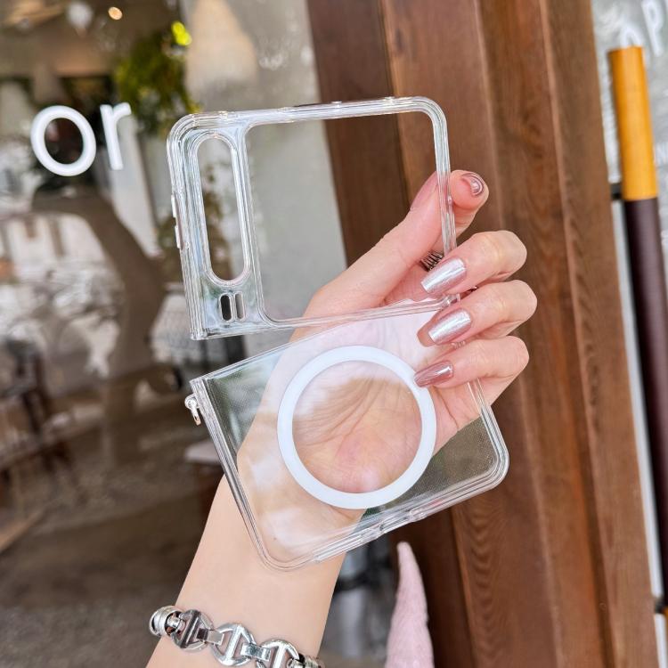

For Huawei Pura X PC Transparent Side Buckle MagSafe Shockproof Phone Case