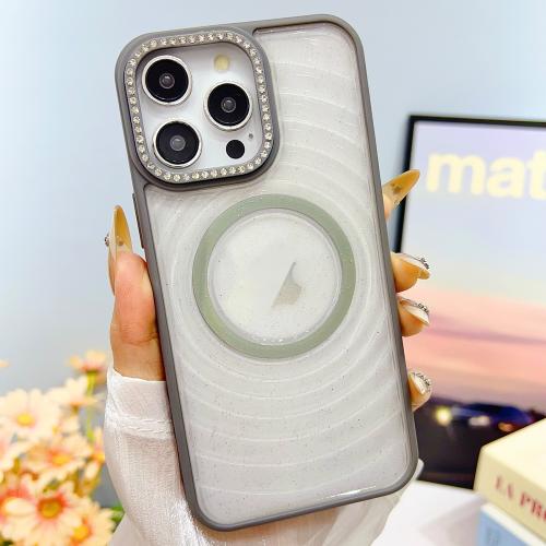 

For iPhone 14 Pro Max Transparent Glitter Starry Sky Top Diamond Frosted MagSafe Phone Case(Titanium)