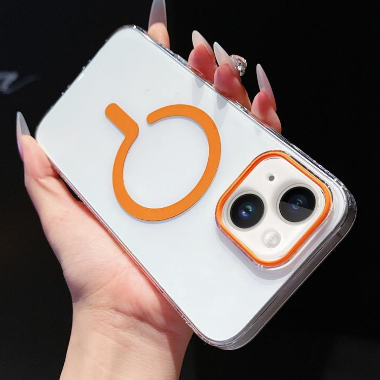 

For iPhone 14 / 13 High Transparency PC MagSafe Phone Case(Orange)