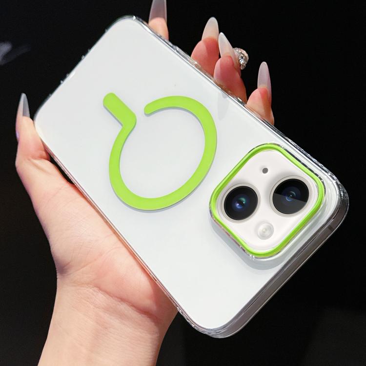 

For iPhone 15 High Transparency PC MagSafe Phone Case(Grass Green)