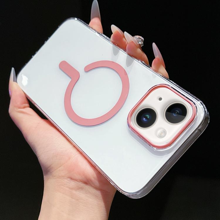

For iPhone 15 High Transparency PC MagSafe Phone Case(Pink)
